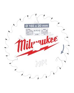 Milwaukee - Cirkelzaagblad hout 165 x 20 x 2,2 ATB 24T +15°