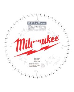 Milwaukee - Cirkelzaagblad hout 216 x 30 x 2,4 ATB 48T -5°
