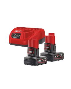 Milwaukee M12NRG-402 Lader + Accu's