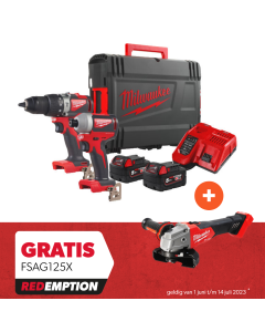 Milwaukee - M18 BLPP2A-502X - M18™ koolborstelloze powerpack (M18 BLPD2, M18 BLID2, 2x 5.0 Ah accu, HD Box) - Redemption Deal