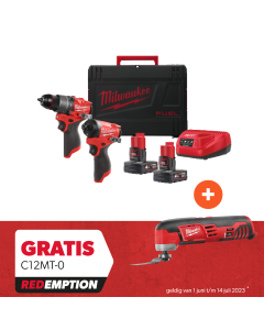 Milwaukee - M12 FPP2A2-402X - M12 FUEL™ powerpack (M12 FPD2, M12 FID2, 2 x M12 B4 accu, 1 x C12C lader, 1 xHD Box) - Redemption Deal