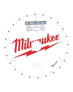 Milwaukee - Cirkelzaagblad hout 190 x 30 x 1,6 Thin Kerf ATB 24T +15°