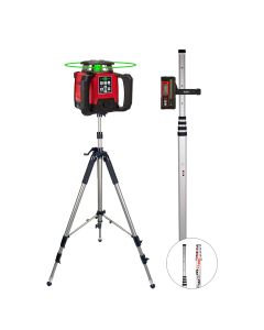 Levelfix - 650HVG Bouwlaser - Allround Rotatie Laser met Dubbel Afschot - Groen + Statief 3M + Meetbaak
