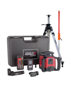 Levelfix - 650HVS Bouwlaser - Volautomatische Rotatie Laser met Digitaal Afschot - Rood + Statief 2.7M + Meetbaak