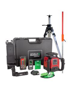 Levelfix - 650HVSG Bouwlaser - Volautomatische Rotatie laser met Digitaal Afschot - Groen + Statief 3M + Baak 5M