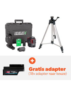 Kruislijnlaser CCL283G - Levelfix - Set met opdraaibaar statief tot 1,5m + (Gratis 18v adapter)